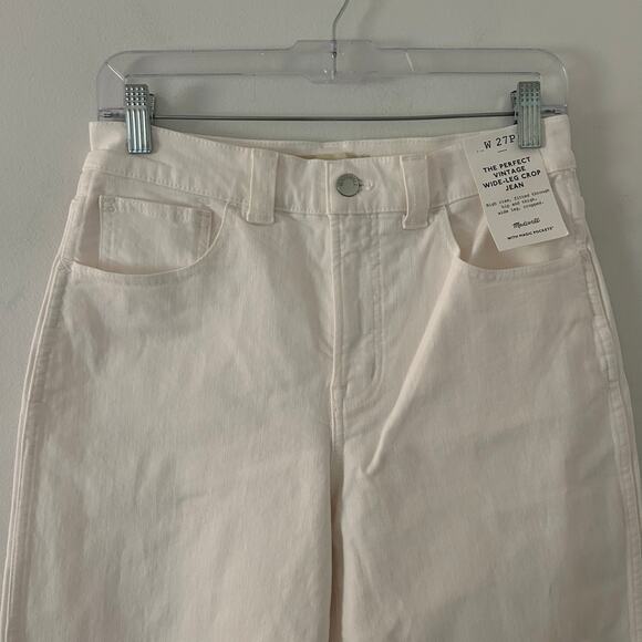 Madewell Women's The Perfect Vintage Wide Leg Crop Jean White 27 P Petite New - Picture 4 of 10